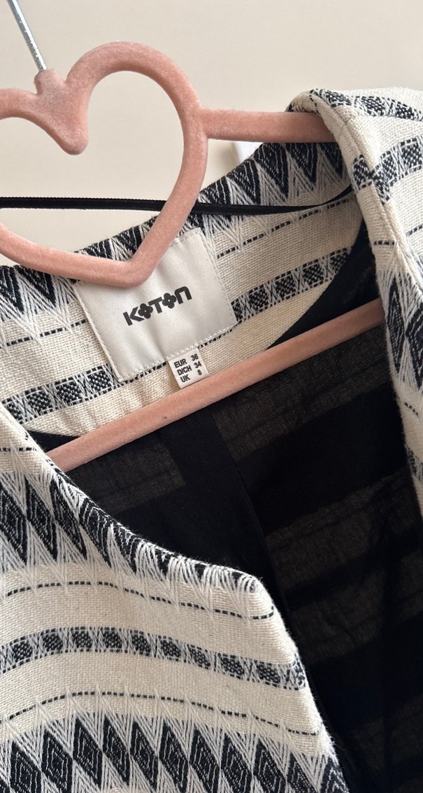 Bohem Etnik Desenli Triko Midi Ceket - Görsel 2