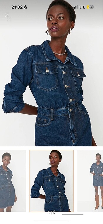 m Beden mavi Renk Kot Mini Denim Elbise