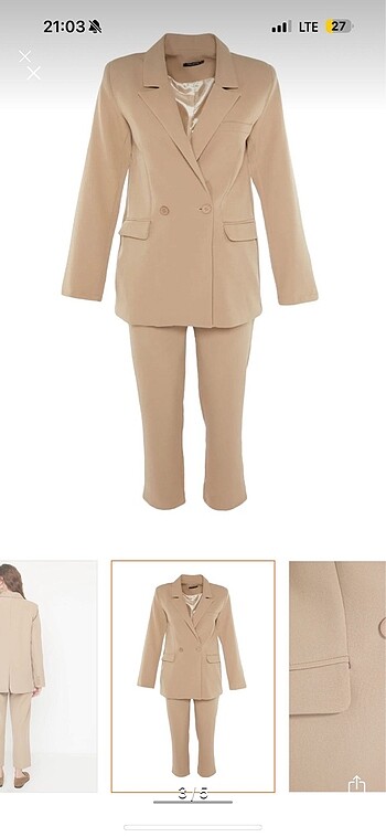 40 Beden KREM BLAZER CEKET PANTALON TAKIM