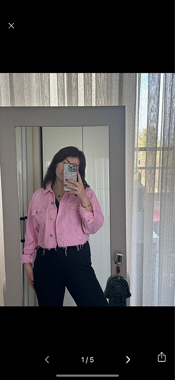 Top shop marka pembe crop ceket