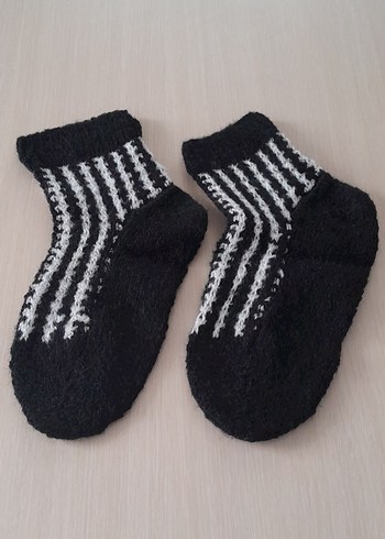 Siyah Gri Zebra Desenli Çorap