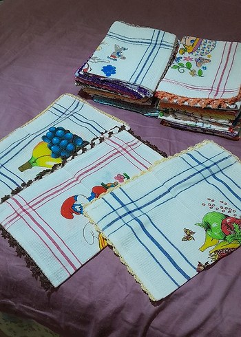 Nakışlı Çok Renkli Mutfak peçeteleri, bezleri 38 adet