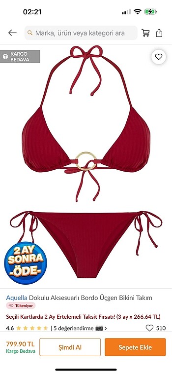 Aquella bordo bikini takımı