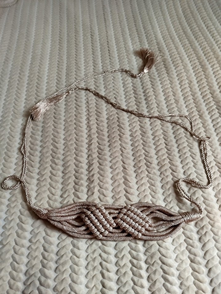 Püsküllü Bej Örgü Kadın Kemer - Görsel 3