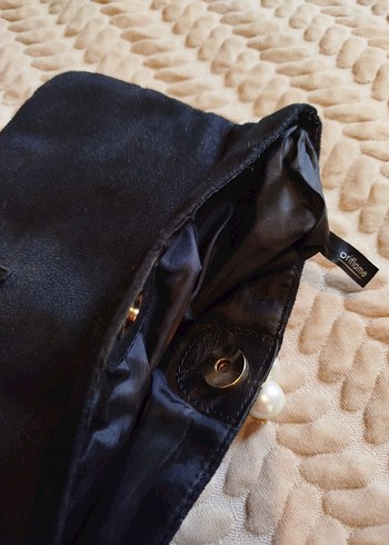 Siyah Süet Boncuklu Kadın Portföy Çanta - Görsel 3