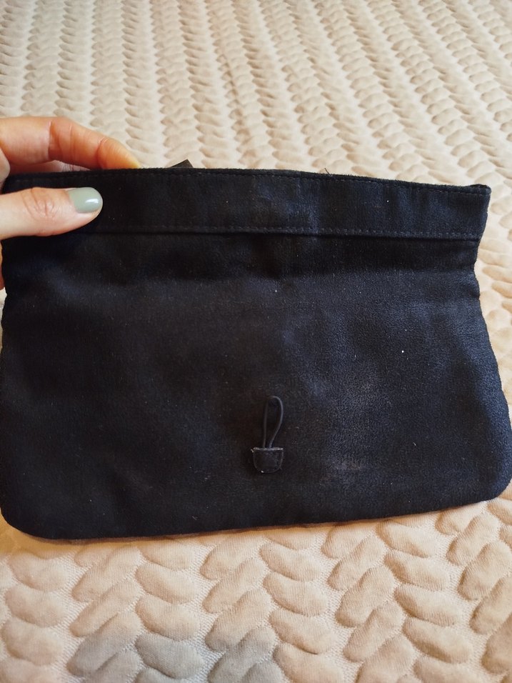 Siyah Süet Boncuklu Kadın Portföy Çanta - Görsel 4