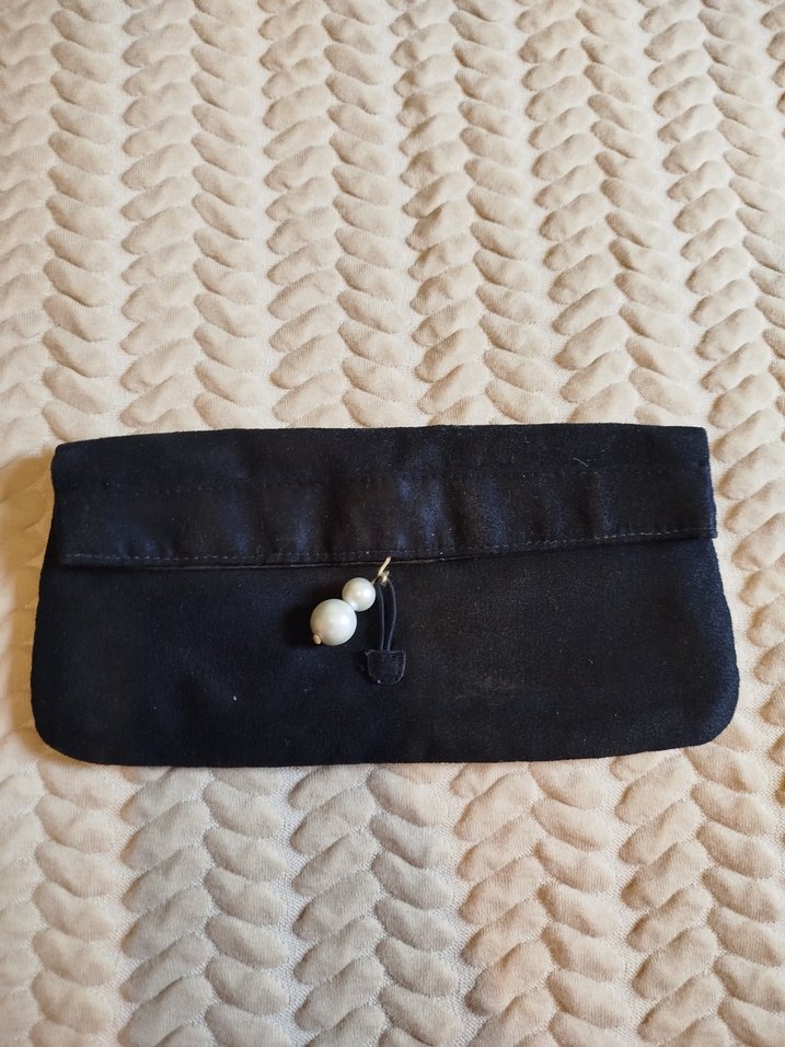 Siyah Süet Boncuklu Kadın Portföy Çanta - Görsel 2
