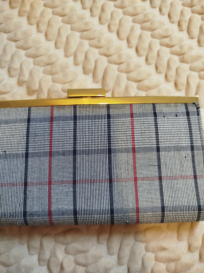 Kare Desenli Gri Kadın Portföy Çanta - Görsel 3