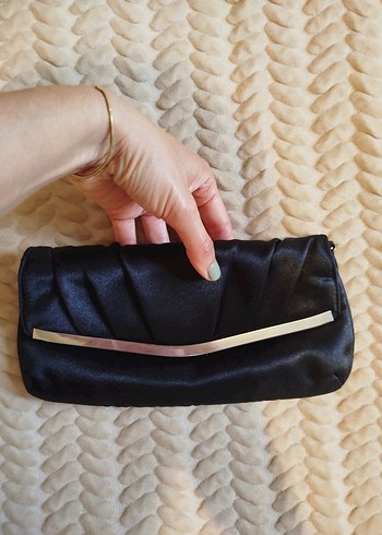 Saten Pilili Siyah Portföy Çanta - Görsel 3