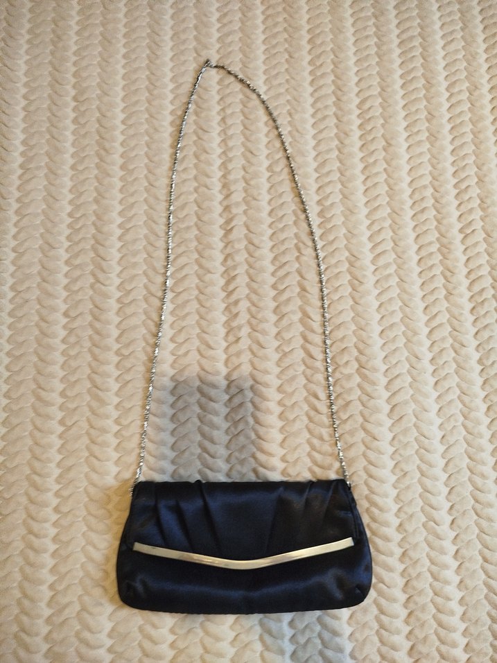 Saten Pilili Siyah Portföy Çanta - Görsel 2