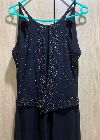 Siyah Drapeli Uzun Kadın Elbise - Görsel 2