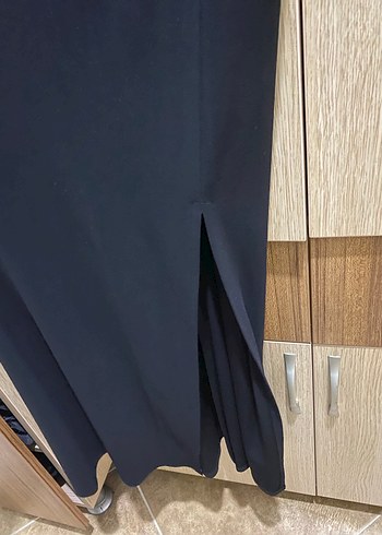 Siyah Drapeli Uzun Kadın Elbise - Görsel 3