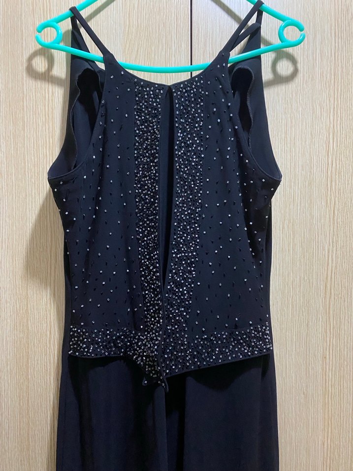 Siyah Drapeli Uzun Kadın Elbise - Görsel 2