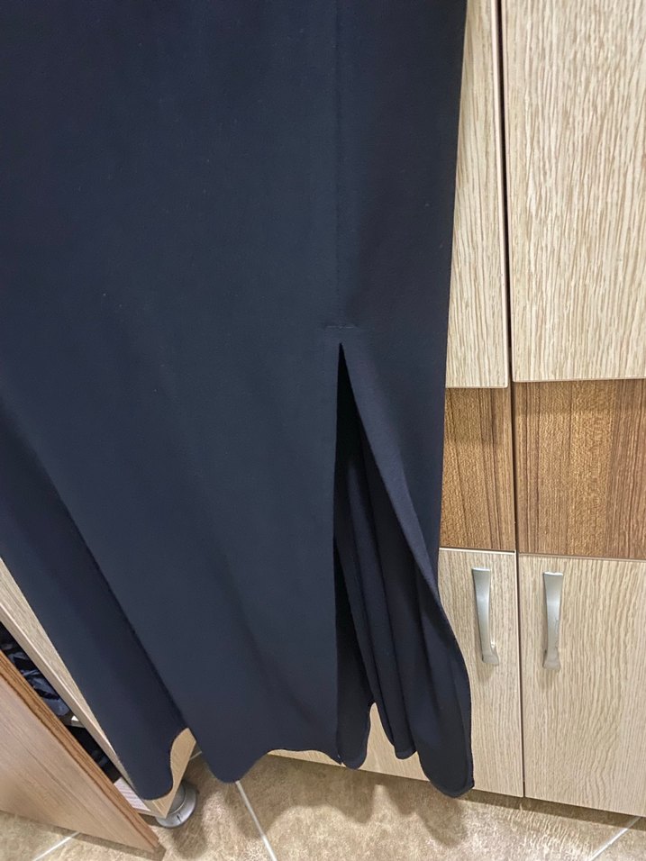 Siyah Drapeli Uzun Kadın Elbise - Görsel 3