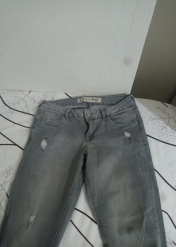 Gri Kadın Denim Midi Boy Bol Paça Jean - Görsel 4