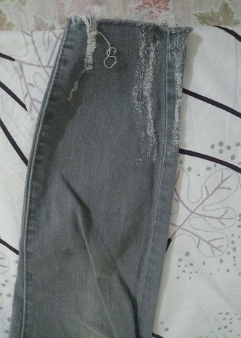 Gri Kadın Denim Midi Boy Bol Paça Jean - Görsel 3