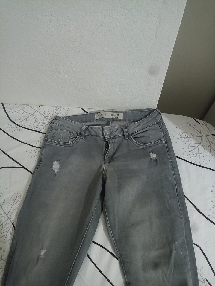 Gri Kadın Denim Midi Boy Bol Paça Jean - Görsel 4