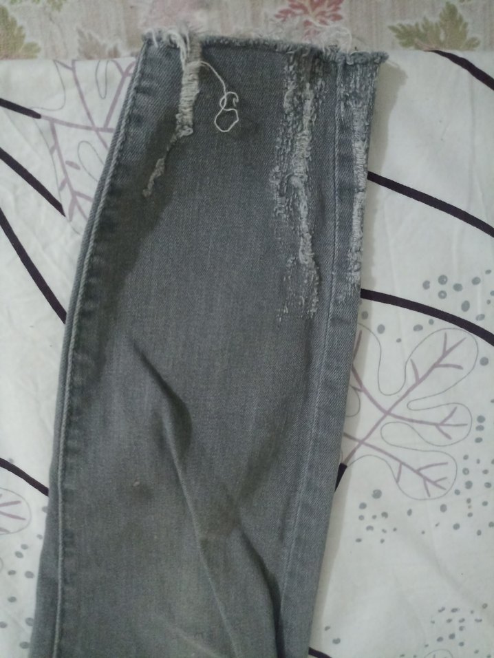 Gri Kadın Denim Midi Boy Bol Paça Jean - Görsel 3