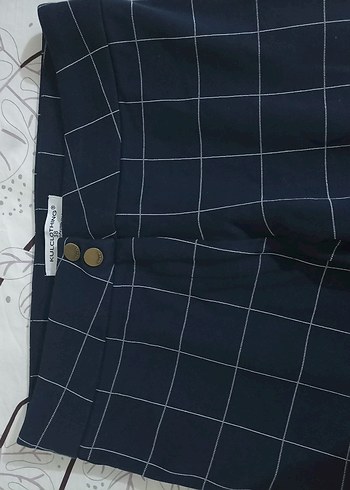 Gri Ekose Desenli Kadın Kumaş Pantolon - Görsel 3