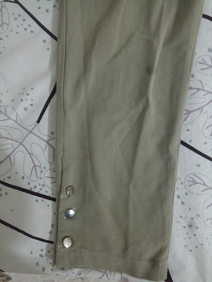 Bej Kadın Midi Kumaş Pantolon - Görsel 3