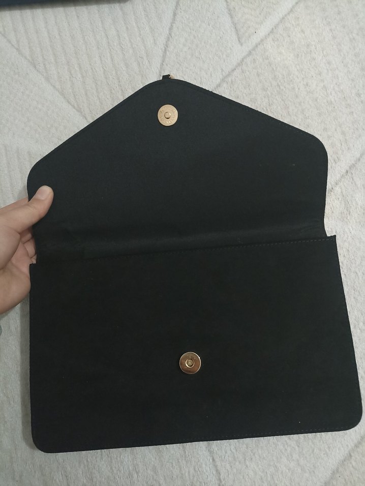 Siyah Süet Püsküllü Kadın Portföy Çanta - Görsel 3