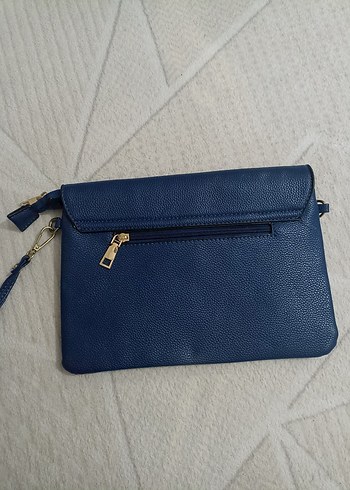 Kadın Lacivert Deri Fermuarlı Portföy Çanta - Görsel 2