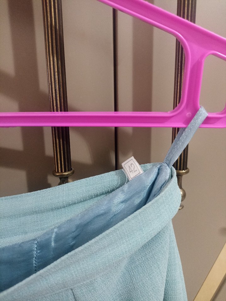 Mavi Midi Keten Etek - Görsel 3