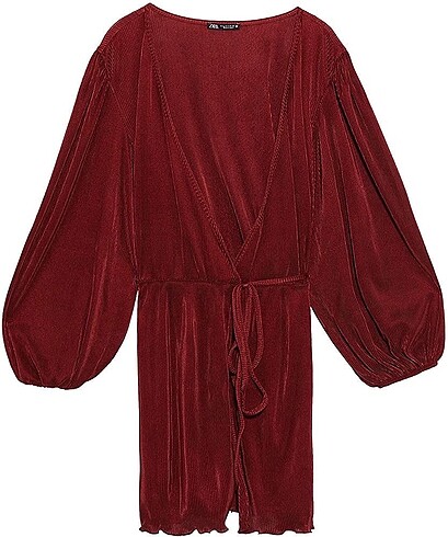s Beden Zara Bordo Mini Kimono Elbise