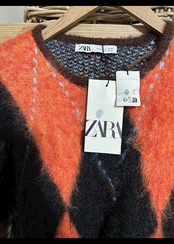 s Beden Kahverengi Tüylü Batik Desenli Mini Hırka