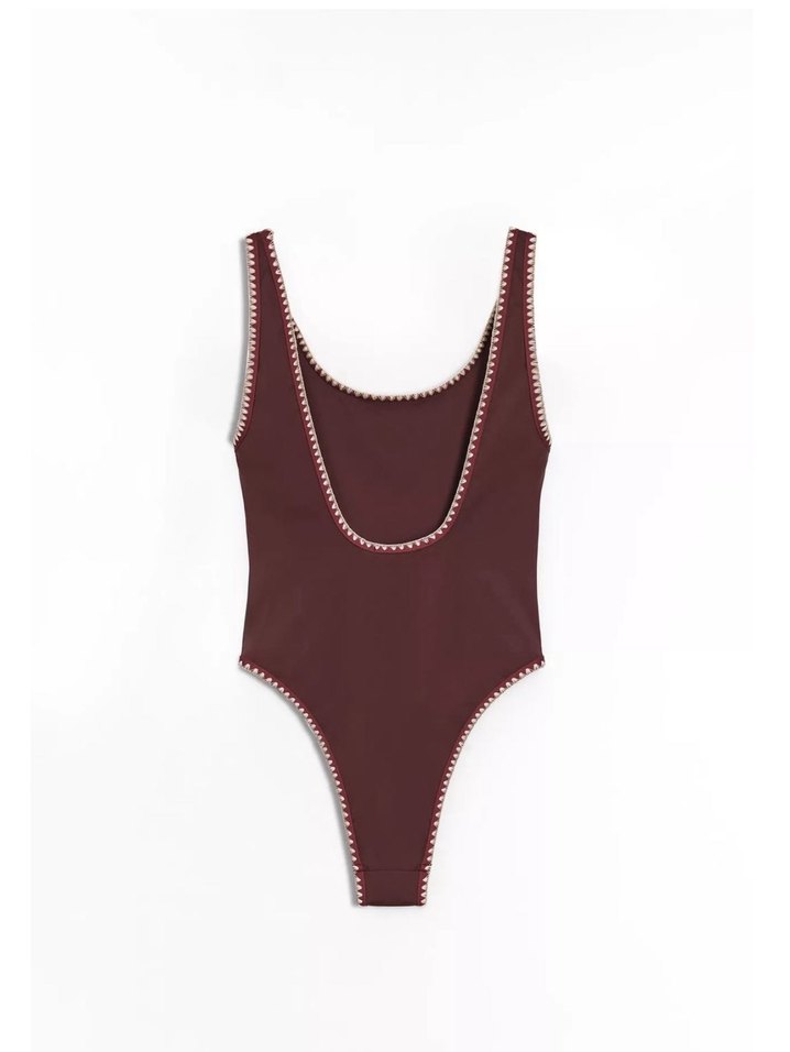 Bordo İnce Askılı Kadın Mayo - Görsel 2