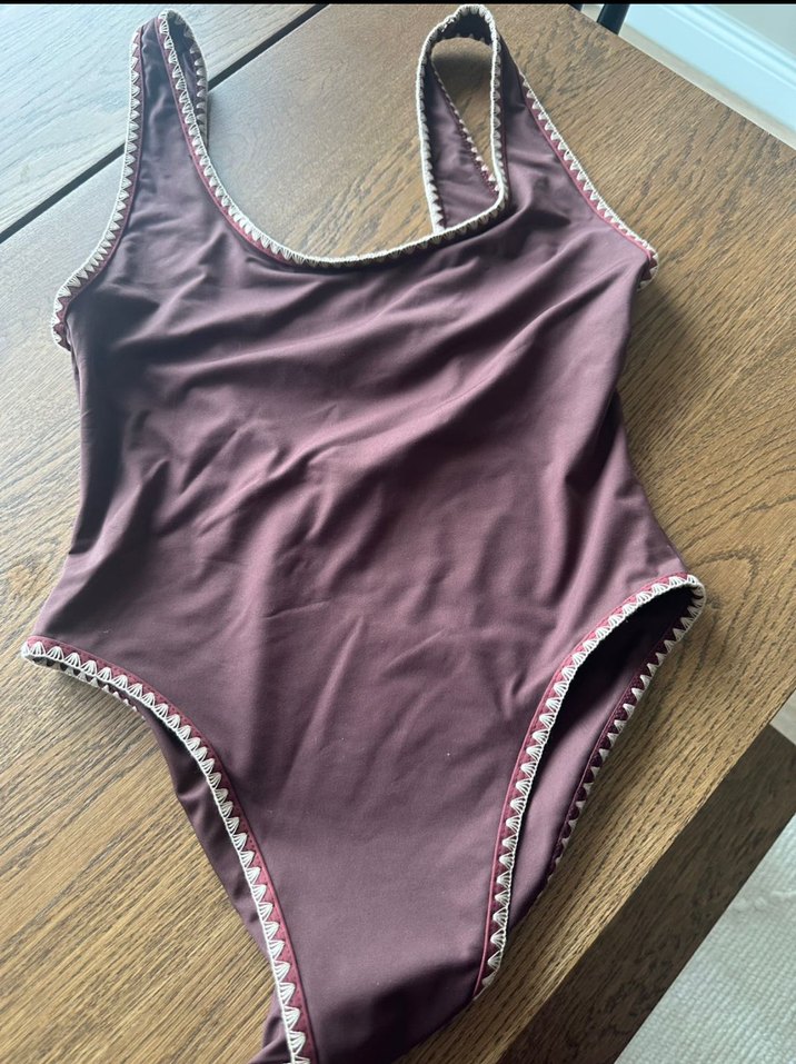 Bordo İnce Askılı Kadın Mayo - Görsel 4