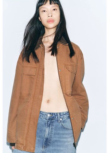 Bej Denim Midi Kadın Ceket
