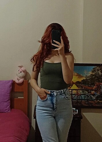 s Beden İp askılı çift katlı crop top 