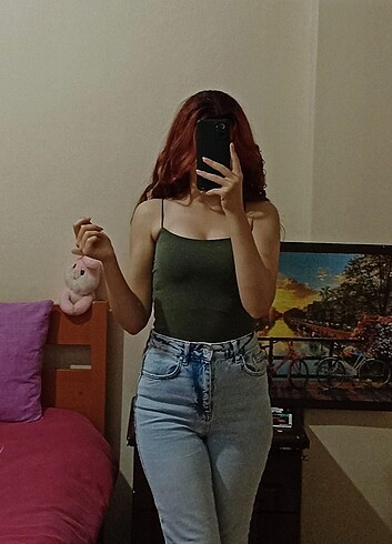 İp askılı çift katlı crop top 