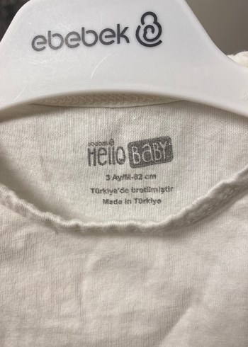 HelloBaby Beyaz Bebek Hipopotam Baskılı Kısa Kollu Tulum