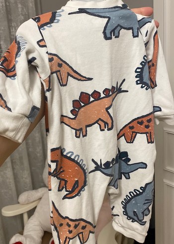HelloBaby Uzun Kollu Dinozor Desenli Bebek Tulum