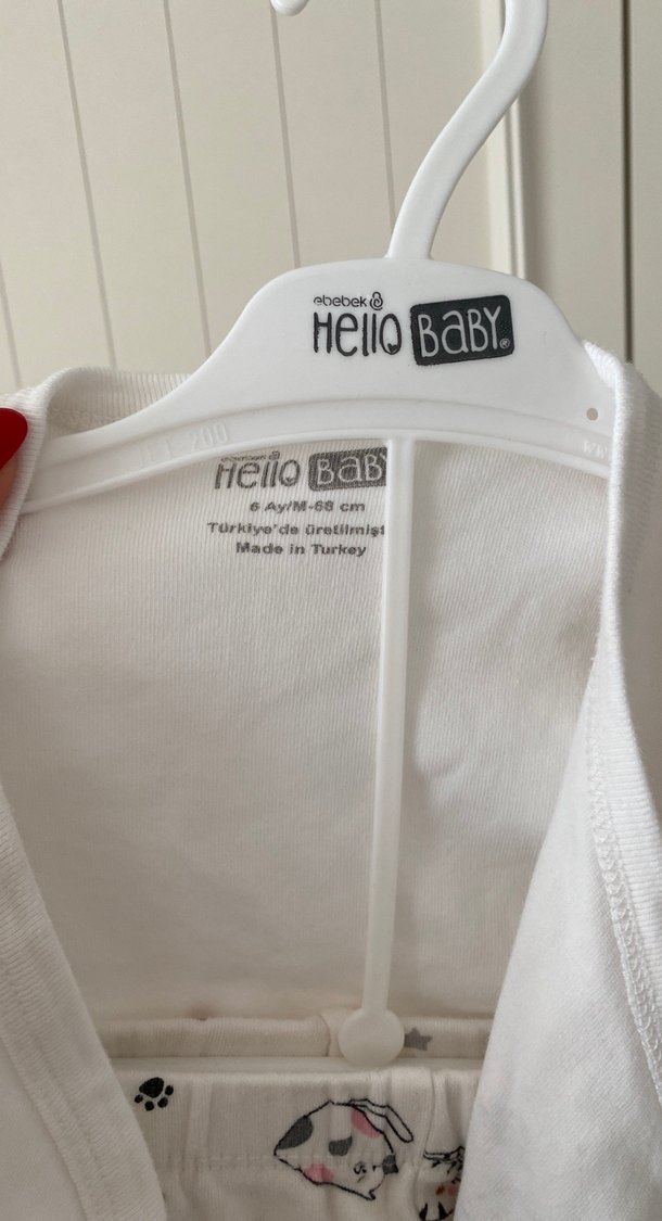 Beyaz Baskılı Kız Erkek Bebek Takımı Uzun Kollu - Görsel 4