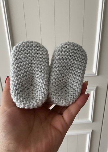 Gri Örgü Kız Bebek Patik - Görsel 2
