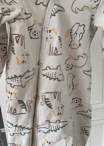 Uzun Kollu Gri Baskılı Bebek Tulum - Görsel 2