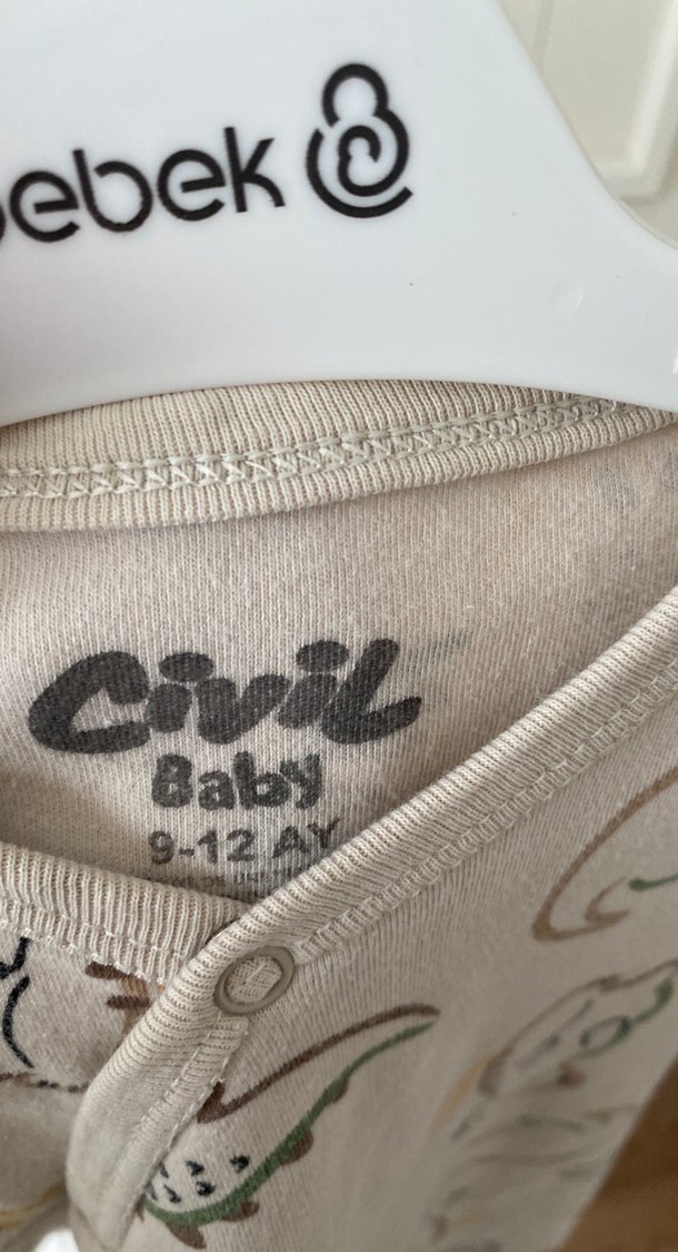 Uzun Kollu Gri Baskılı Bebek Tulum - Görsel 3