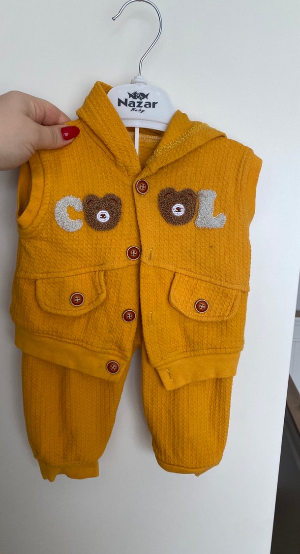 Sarı Örme Bebek Erkek Takımı - Görsel 3