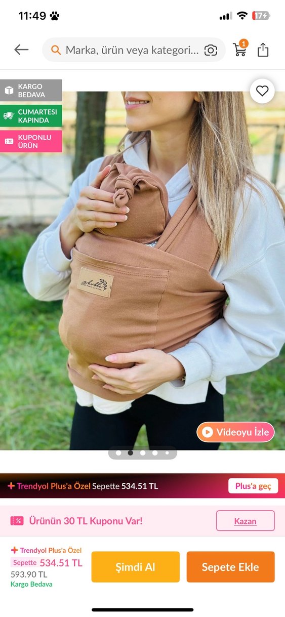 Bej Bebek Kanguru - Görsel 2