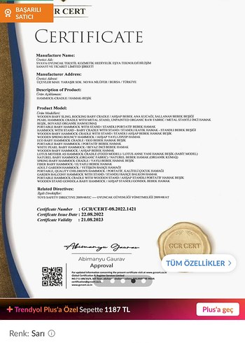 Sarı Bebek Hamak Sepet - Görsel 4