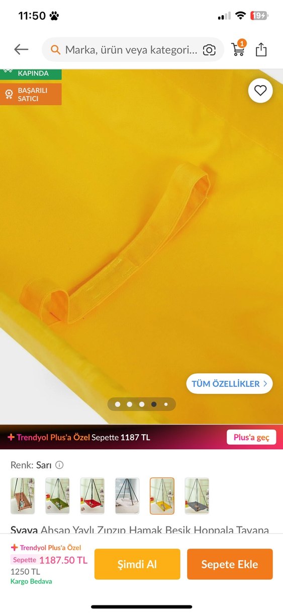 Sarı Bebek Hamak Sepet - Görsel 2