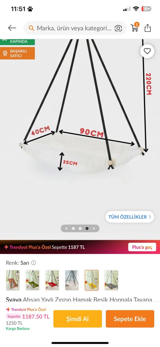 Sarı Bebek Hamak Sepet - Görsel 3