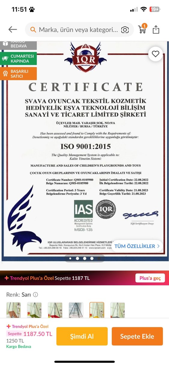 Sarı Bebek Hamak Sepet - Görsel 5