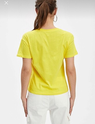 xs Beden Sarı baskılı kısa kollu t-shirt