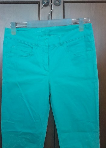 su yeşili Midi Kadın Kumaş Pantolon - Görsel 2