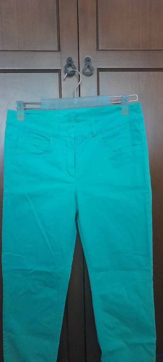 su yeşili Midi Kadın Kumaş Pantolon - Görsel 2