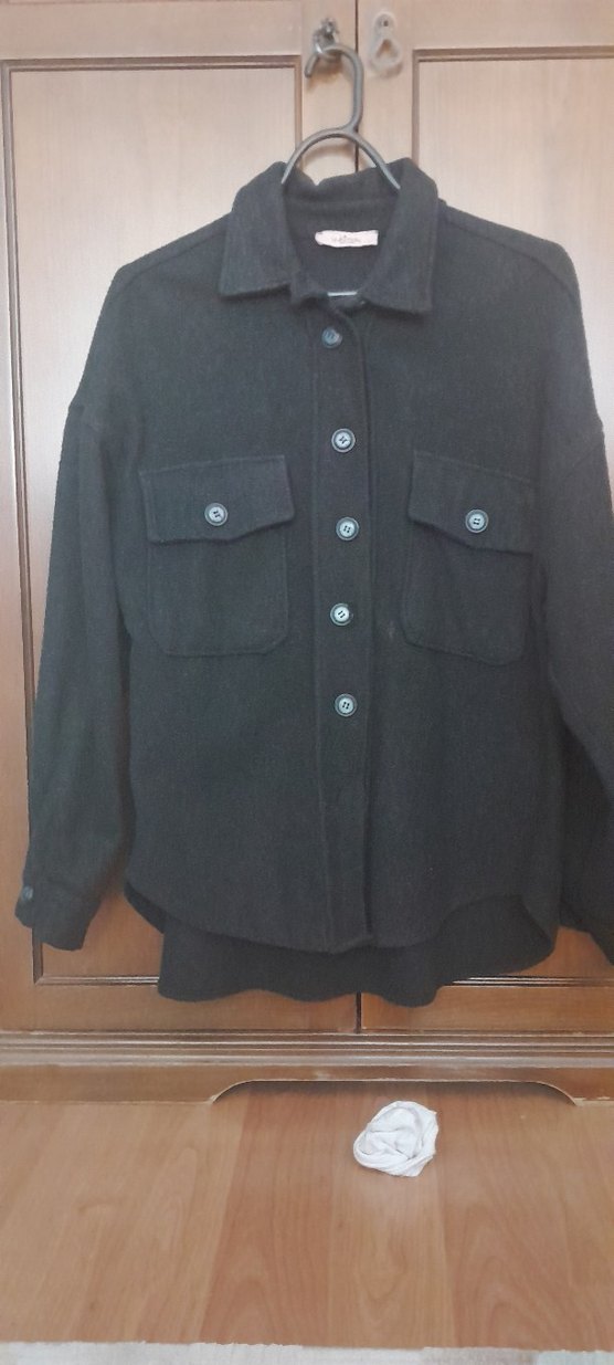 Kadın Düğmeli Gri Midi gömlek - Görsel 4